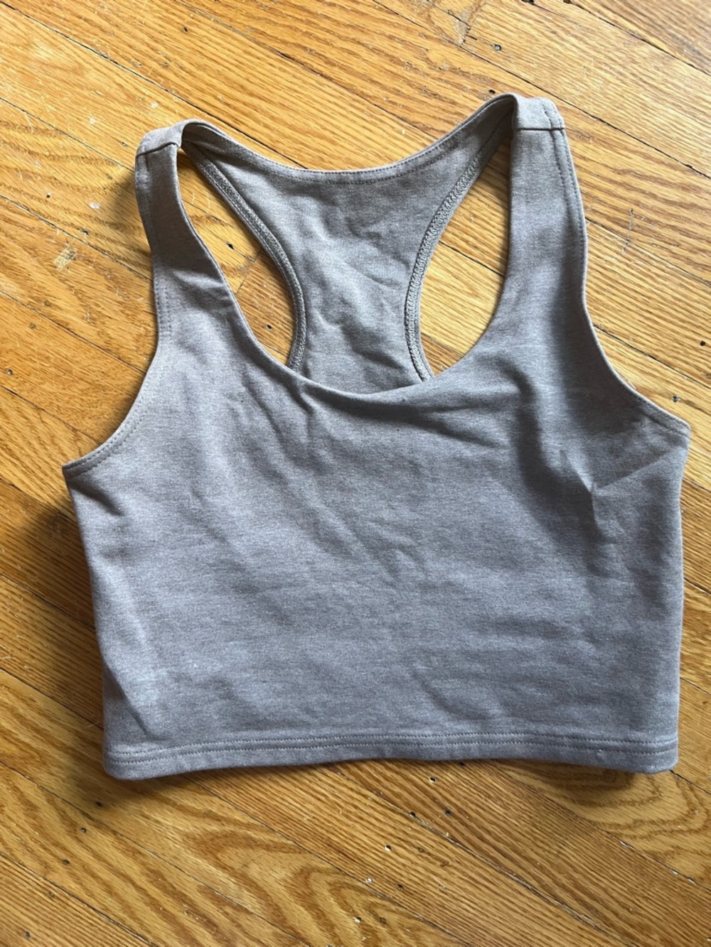 Pact Taupe Racerback Cotton Crop Tank